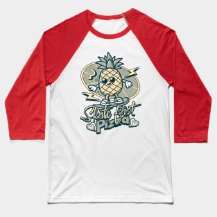 Pineapple Funny Retro Pizza Skate Skateboarder Baseball T-Shirt